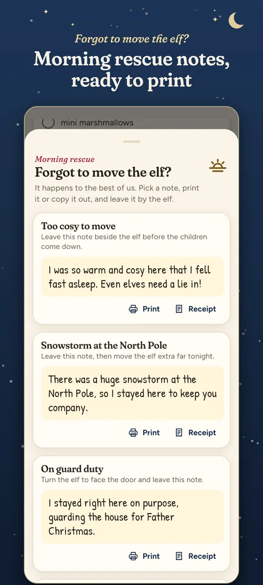 Morning rescue notes, ready to print, for the night you forgot to move the elf