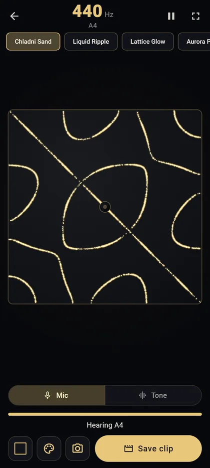 Sing into the mic and the sand gathers into the pattern for your note
