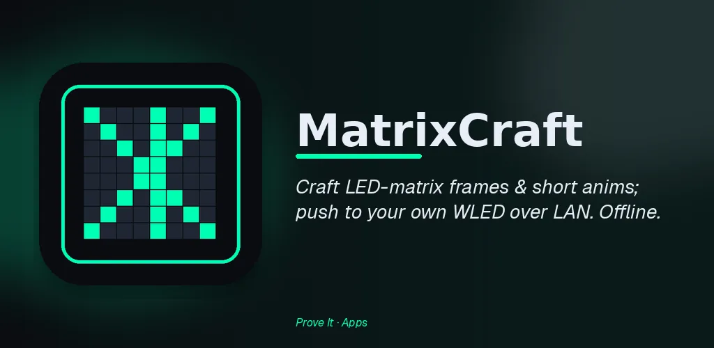 MatrixCraft feature graphic: Pixel animations for your WLED lights