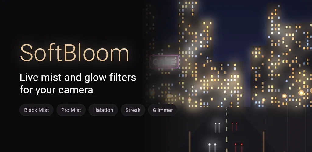 SoftBloom feature graphic: A live soft focus camera