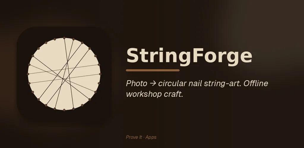 StringForge feature graphic: String art plans from a photo